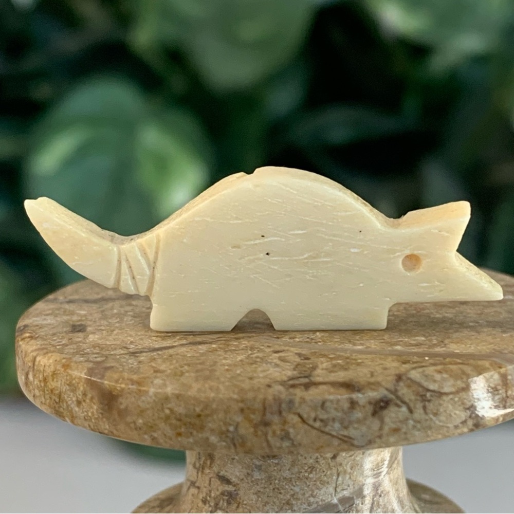 Armadillo Bone Bead Fetish Animal Carving Drilled Hand Carved Mammal 1.4" x .5" - Picture 4 of 13